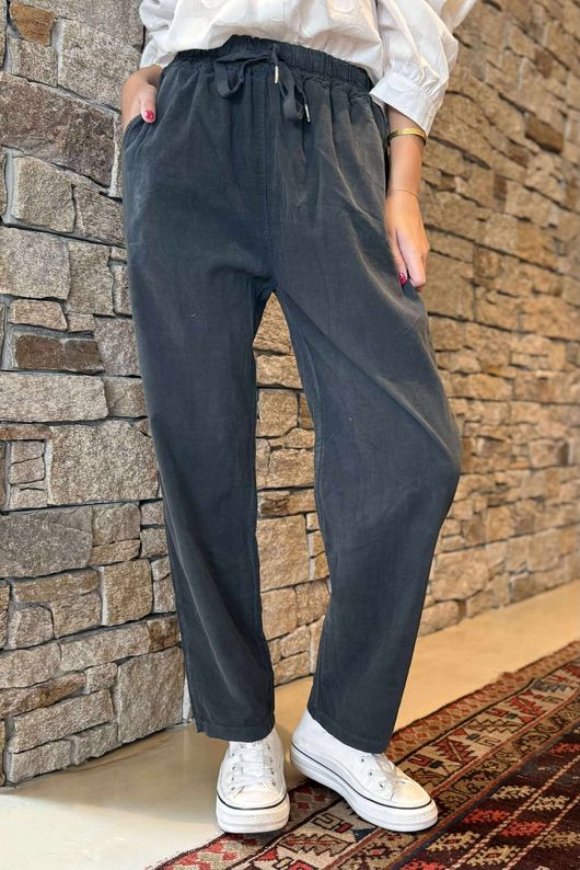 Made in Italy Baby Cord Classic Slim Jogger Charcoal /15 =